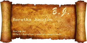 Beretka Jusztin névjegykártya